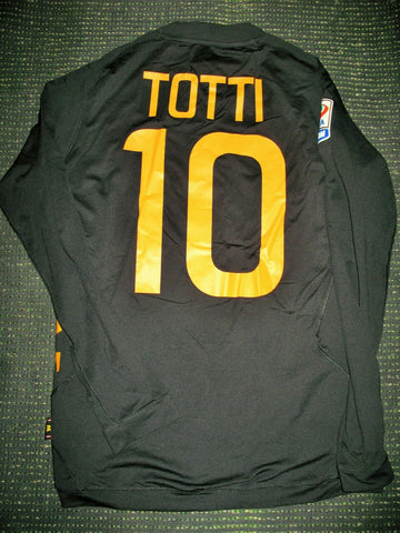 Totti As Roma Kappa 2011 2012 Black Long Sleeve Jersey Maglia Shirt M - foreversoccerjerseys