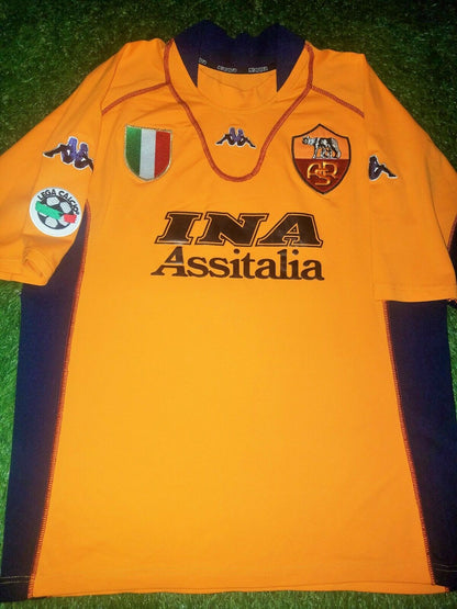 Totti As Roma Kappa Orange 3rd Jersey 2001 2002 Shirt Maglia XL - foreversoccerjerseys