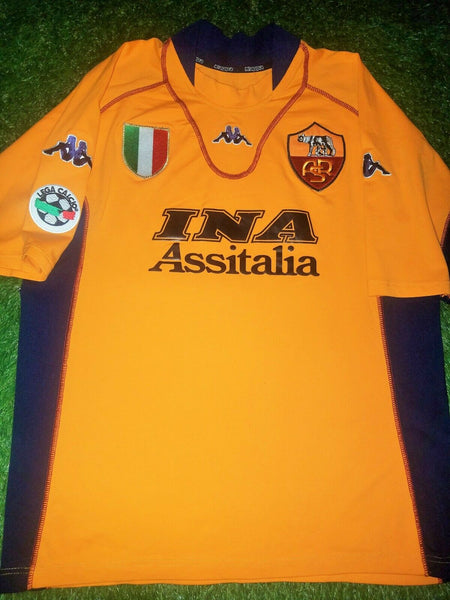 Totti As Roma Kappa Orange 3rd Jersey 2001 2002 Shirt Maglia XL - foreversoccerjerseys