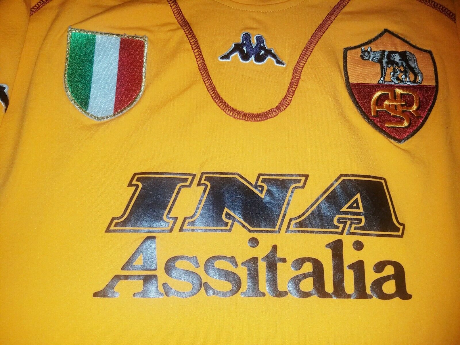 Totti As Roma Kappa Orange 3rd Jersey 2001 2002 Shirt Maglia XL - foreversoccerjerseys