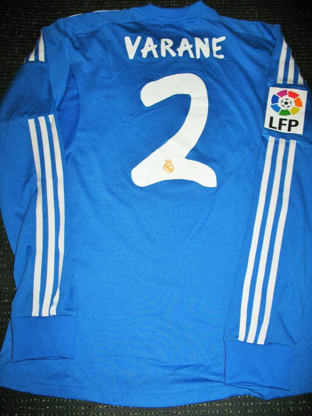 Varane Real Madrid MATCH WORN Blue 2013 2014 Jersey Camiseta Shirt Maillot L - foreversoccerjerseys