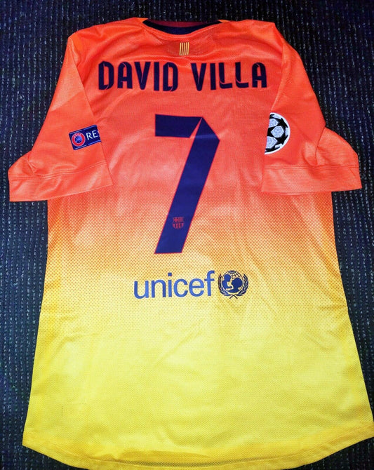Villa Barcelona 2012 2013 UEFA Match Worn Jersey Camiseta Shirt - foreversoccerjerseys