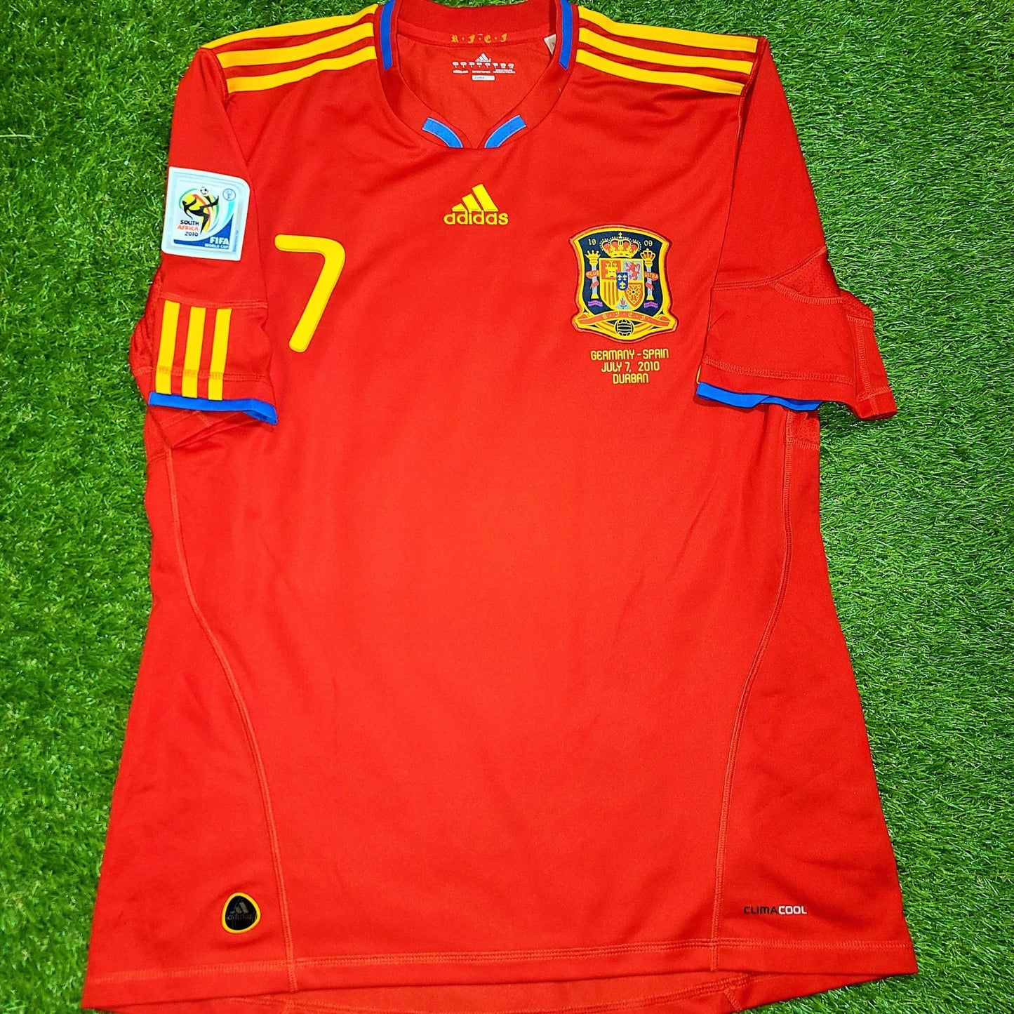 Villa Spain 2010 WORLD CUP SEMI FINAL Jersey Espana Camiseta Trikot Shirt L SKU# P47902 foreversoccerjerseys