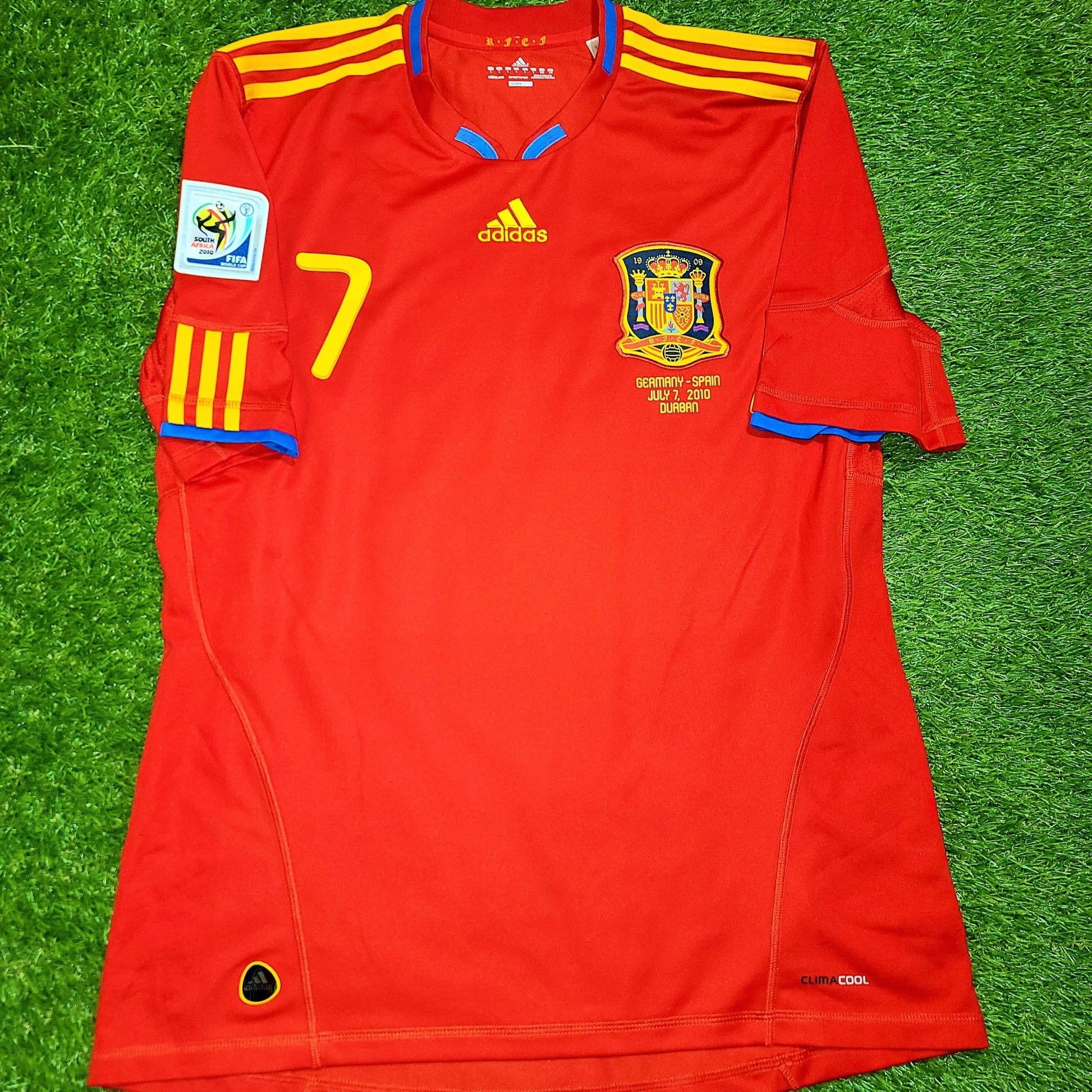 Villa Spain 2010 WORLD CUP SEMI FINAL Jersey Espana Camiseta Trikot Shirt L SKU# P47902 foreversoccerjerseys