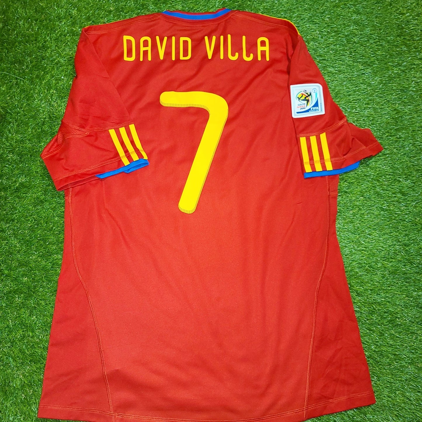 Villa Spain 2010 WORLD CUP SEMI FINAL Jersey Espana Camiseta Trikot Shirt L SKU# P47902 foreversoccerjerseys