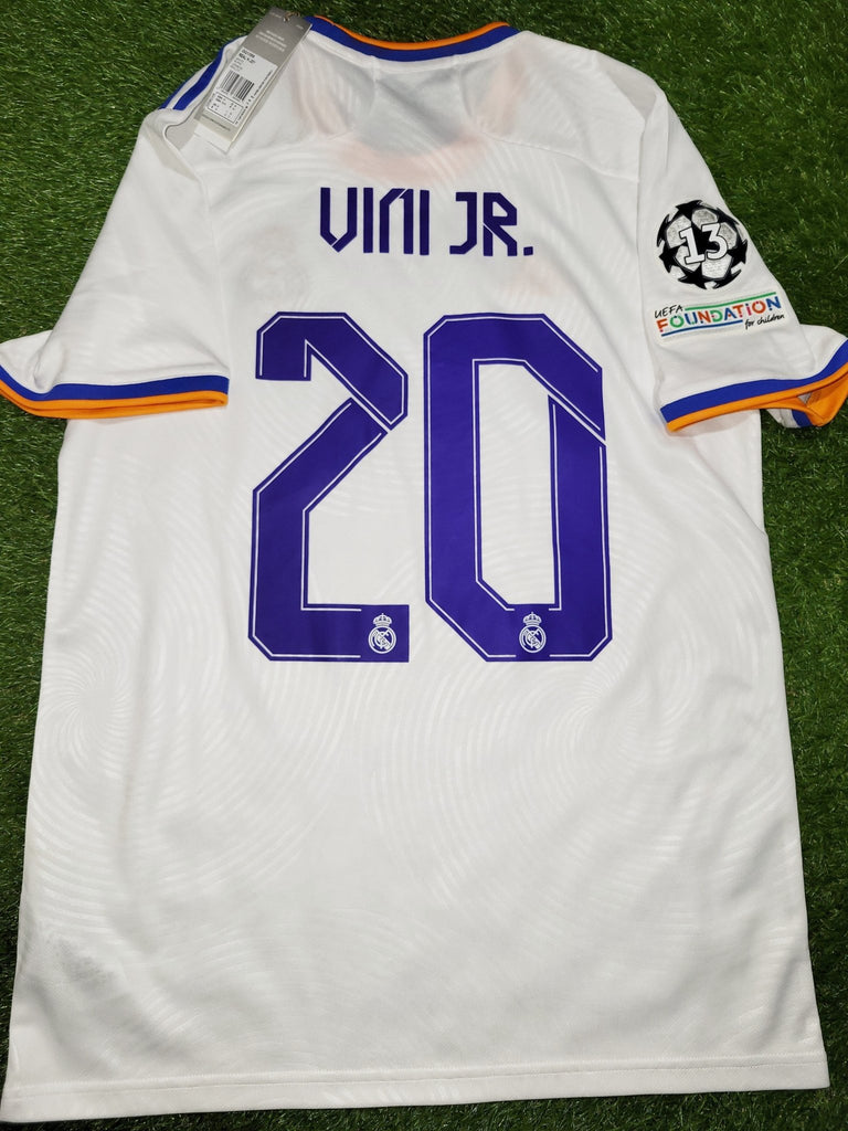 Vinicius Jr Real Madrid 2021 2022 UEFA FINAL Home Jersey Camiseta Shirt BNWT M SKU# GQ1359 Adidas