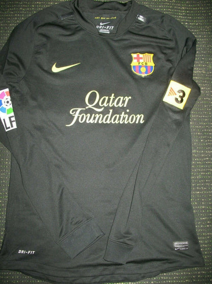 Xavi Barcelona Match Issued Black Long Sleeve Jersey 2011 2012 Shirt Camiseta M - foreversoccerjerseys