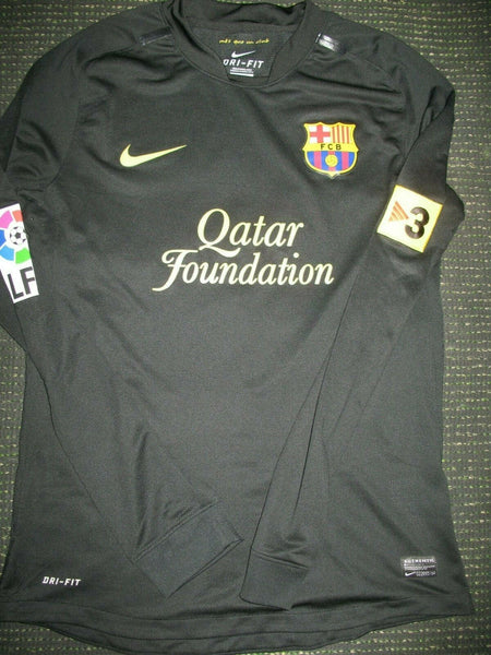 Xavi Barcelona Match Issued Black Long Sleeve Jersey 2011 2012 Shirt Camiseta M - foreversoccerjerseys