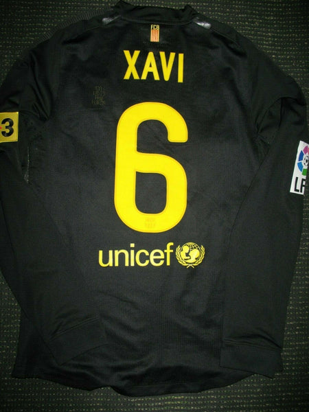 Xavi Barcelona Match Issued Black Long Sleeve Jersey 2011 2012 Shirt Camiseta M - foreversoccerjerseys