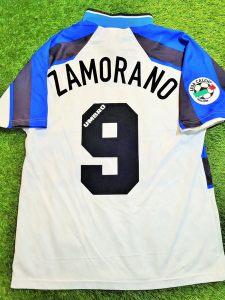 Zamorano Inter Milan Umbro 1996 1997 DEBUT White Away Jersey Shirt Maglia L foreversoccerjerseys