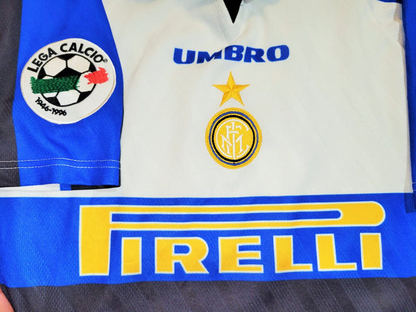 Zamorano Inter Milan Umbro 1996 1997 DEBUT White Away Jersey Shirt Maglia L foreversoccerjerseys