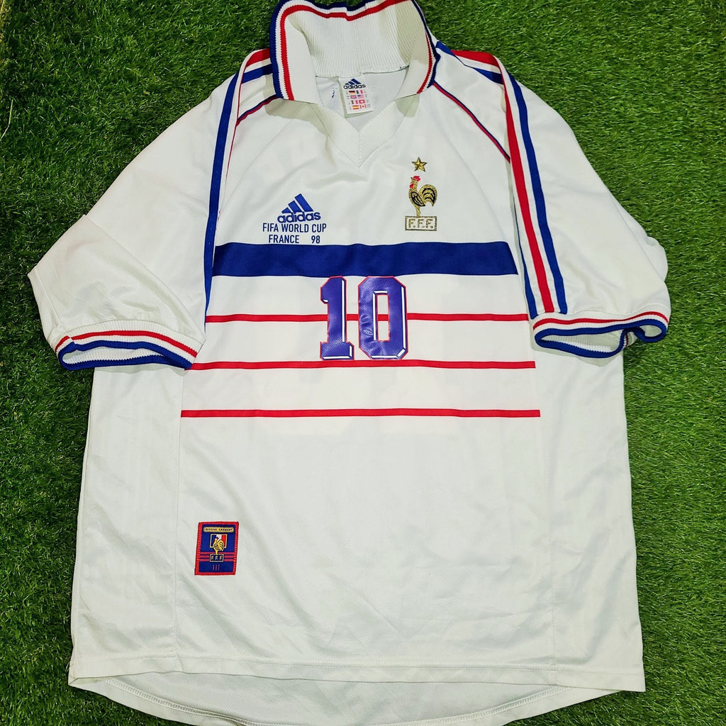 política espejo diario Zidane France 1998 WORLD CUP Away Adidas Jersey Maillot Shirt Trikot M –  foreversoccerjerseys