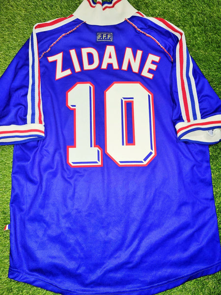 Zidane France 1998 WORLD CUP FINAL Home Jersey Maillot Shirt L Adidas