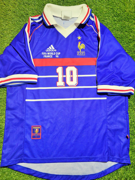 Zidane France 1998 WORLD CUP FINAL Home Jersey Maillot Shirt L Adidas
