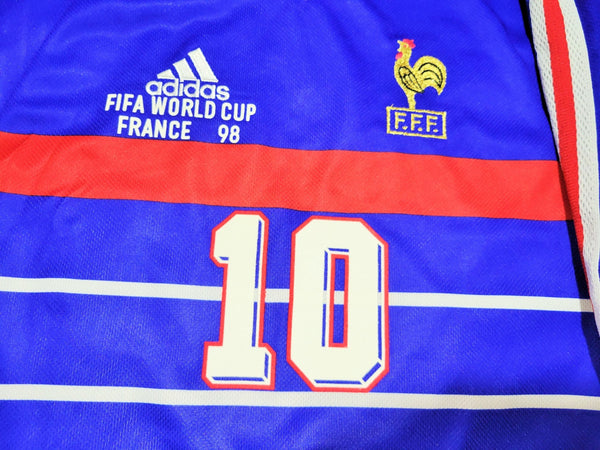 Zidane France 1998 WORLD CUP FINAL Home Soccer Jersey Shirt L Adidas