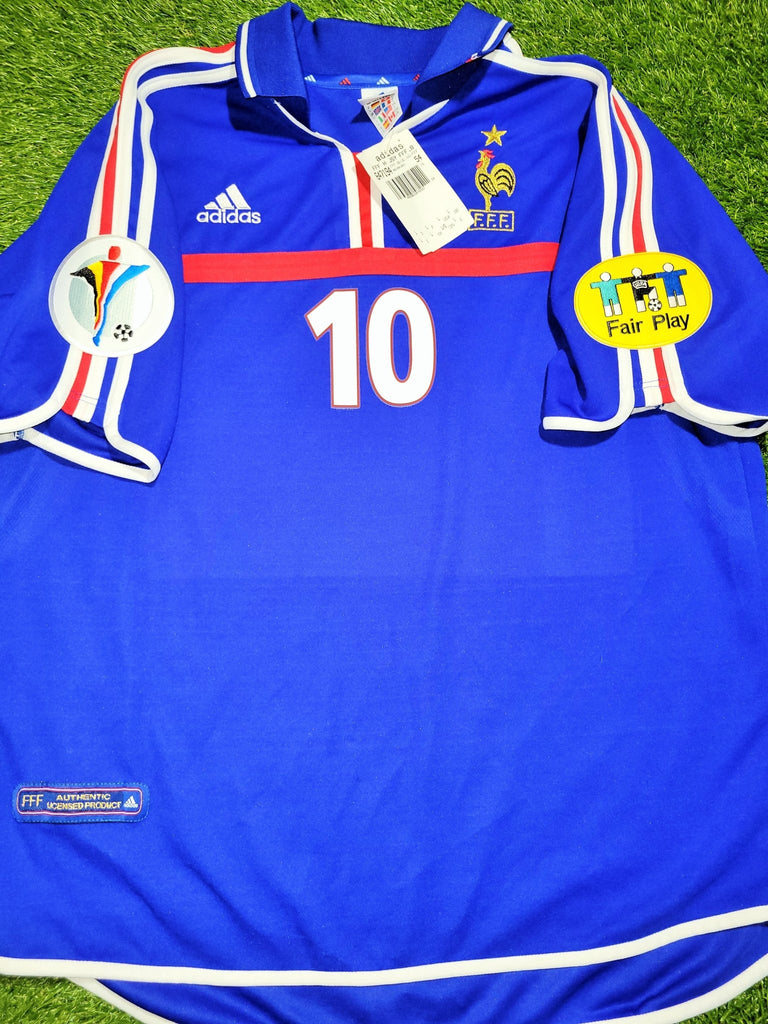 Zidane France 2000 EURO CUP Home Soccer Jersey Shirt BNWT L Adidas