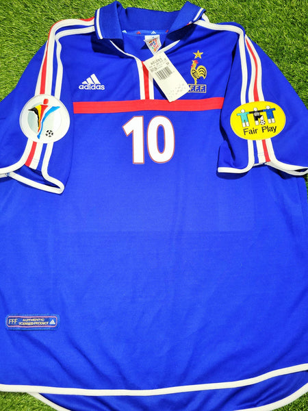 Zidane France 2000 EURO CUP Home Soccer Jersey Shirt BNWT L Adidas