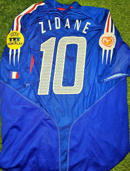 Zidane France 2004 EURO CUP PLAYER ISSUE Home Jersey Shirt Maillot XL SKU# 600397 TRI001 foreversoccerjerseys