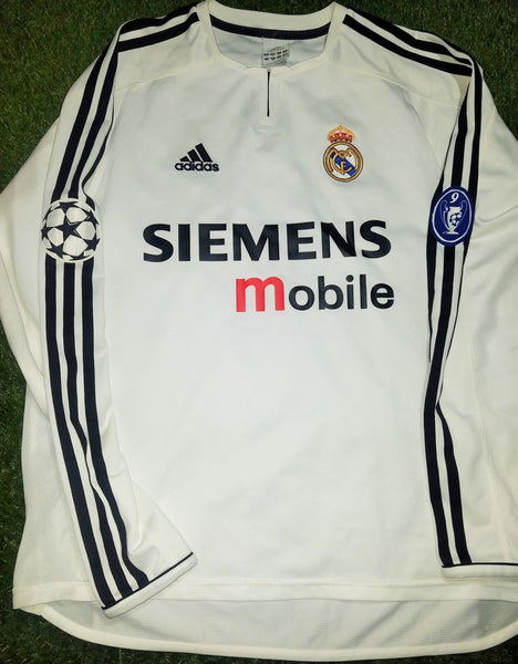Zidane Real Madrid 2003 2004 UEFA Long Sleeve Jersey Shirt Camiseta M SKU# 913869 ASR001 foreversoccerjerseys