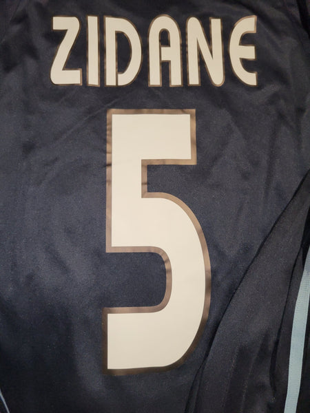 Zidane Real Madrid 2003 2004 UEFA Long Sleeve Navy Away Jersey Shirt Camiseta Maillot L SKU# 913004 ASR001 Adidas