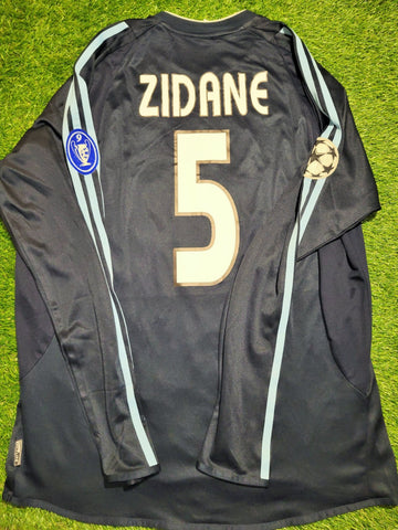 Zidane Real Madrid 2003 2004 UEFA Long Sleeve Navy Away Jersey Shirt Camiseta Maillot L SKU# 913004 ASR001 Adidas