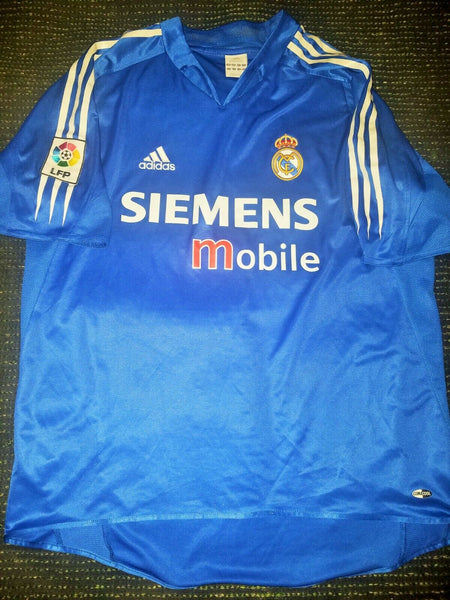 Zidane Real Madrid Blue Jersey 2004 2005 Camiseta Shirt L - foreversoccerjerseys