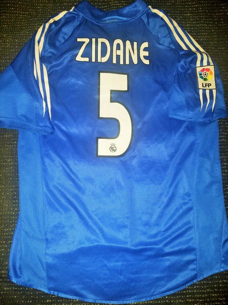 Zidane Real Madrid Blue Jersey 2004 2005 Camiseta Shirt L - foreversoccerjerseys