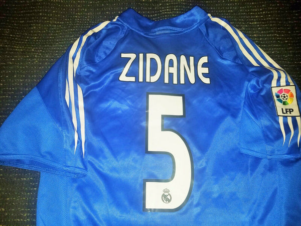 Zidane Real Madrid Blue Jersey 2004 2005 Camiseta Shirt L - foreversoccerjerseys