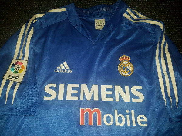 Zidane Real Madrid Blue Jersey 2004 2005 Camiseta Shirt L - foreversoccerjerseys