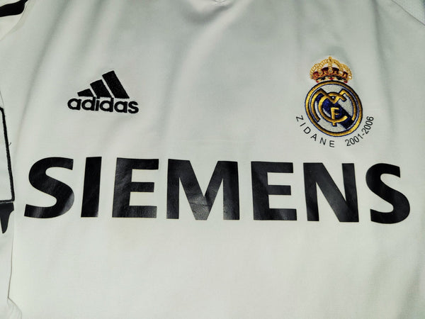 Zidane Real Madrid LAST GAME 2005 2006 Home Soccer Jersey Shirt M SKU# 109879 Adidas