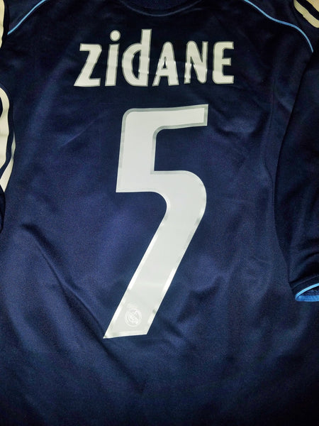 Zidane Real Madrid LAST SEASON 2005 2006 Away Navy Jersey Shirt Camiseta L SKU# 109856 AP5002 foreversoccerjerseys