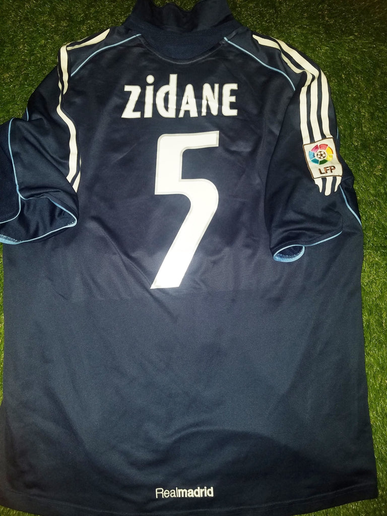 Zidane Real Madrid LAST SEASON 2005 2006 Away Navy Jersey Shirt Camiseta L SKU# 109856 AP5002 foreversoccerjerseys